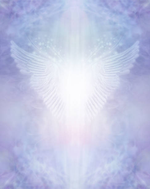 istock Ethereal Magical Angel Wings Blue Background 1357837430