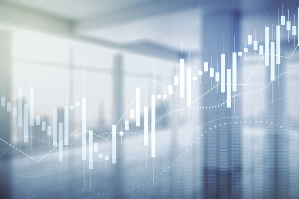istock Double exposure of creative financial diagram on empty room interior background, banking and accounting concept 1357837512