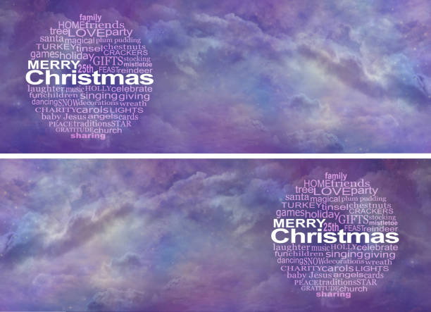 istock Merry Christmas Word Cloud Celestial Message Website Banner 1357837554