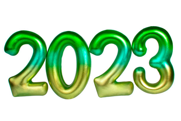 istock 2023 Numbers new year multicolored decorative figure isolated on the white background 1357838901