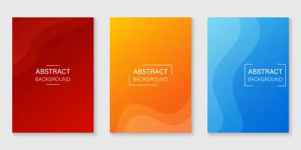 Vector illustration of Color Gradient Dynamic Background. Blue, Orange, Red Wavy Line Template in Geometric Shape for Web Site. Abstract Modern Design for Poster, Wallpaper, Flyer. Vector Illustration