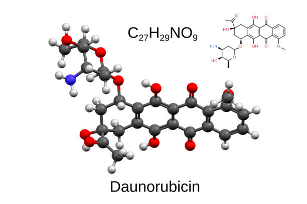 istock Formula and structure of daunorubicin 1357841722