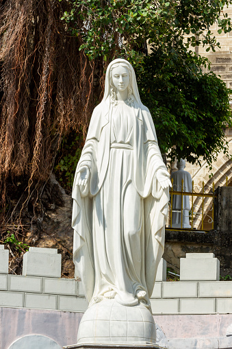 The Statue Of The Virgin Mary In Front Of Nha Trang Cathedral, Vietnam.