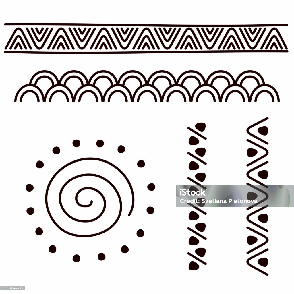 African Pattern Linear A Set Of Linear African Ethnic Patterns Stock Illustration - Download ...