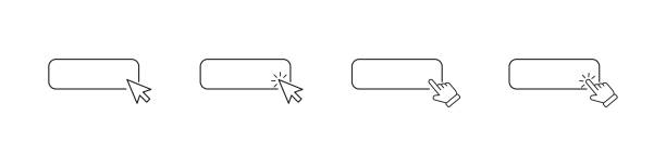 klicken sie auf das vektorsymbol der cursorschaltfläche. mausklick-zeichen push-hand-symbol isoliert auf weißem hintergrund gesetzt. - push button keypad symbol technology stock-grafiken, -clipart, -cartoons und -symbole