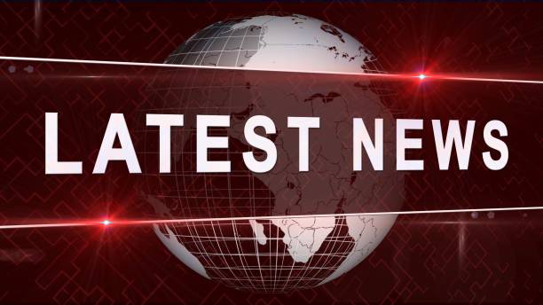 LATEST NEWS lettering in front of earth globe - mosaic background of red graphic elements LATEST NEWS lettering in front of earth globe - mosaic background of red graphic elements - 3D illustration newspaper titles stock pictures, royalty-free photos & images