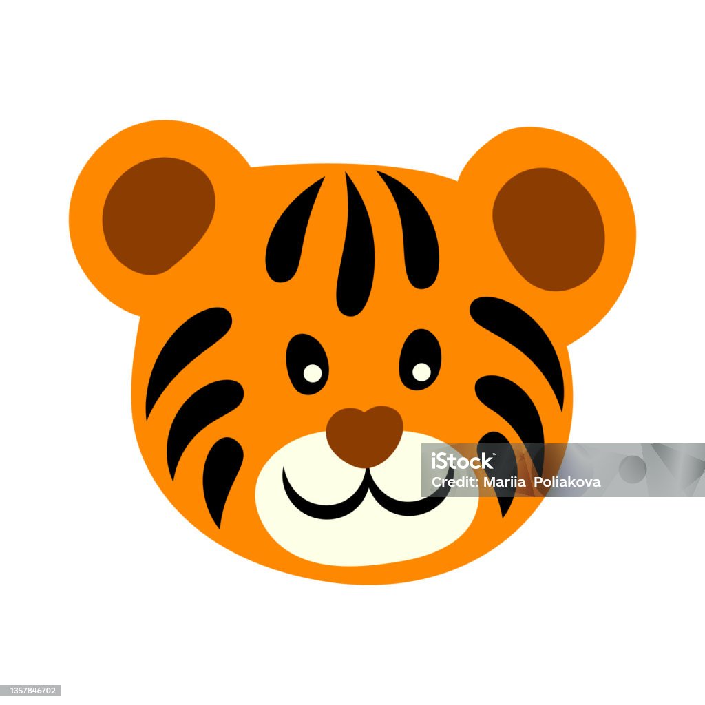 Head Of A Cute Tiger Cub The Symbol Of The New Year Vector ...