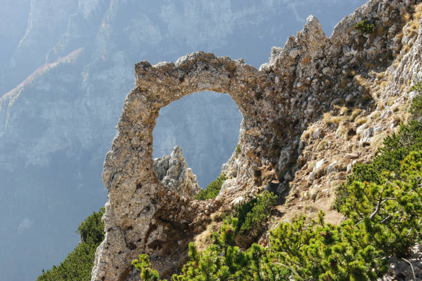Risovac, Blidinje, Jablanica, Federation of Bosnia and Herzegovina - October 2021: Natural arch \