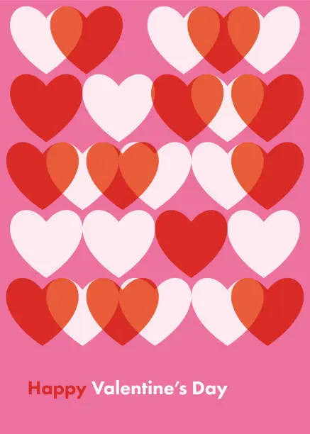 Vector illustration of Valentine’s Day greeting card with modern geometric background.
