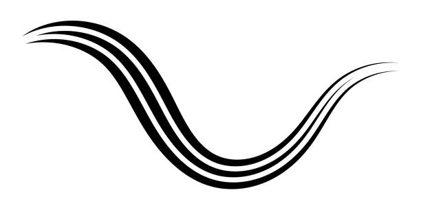 ilustrações de stock, clip art, desenhos animados e ícones de curved graceful triple line, vector, ribbon as an elegant calligraphy element, gracefully curved line - underline scroll shape decoration single line
