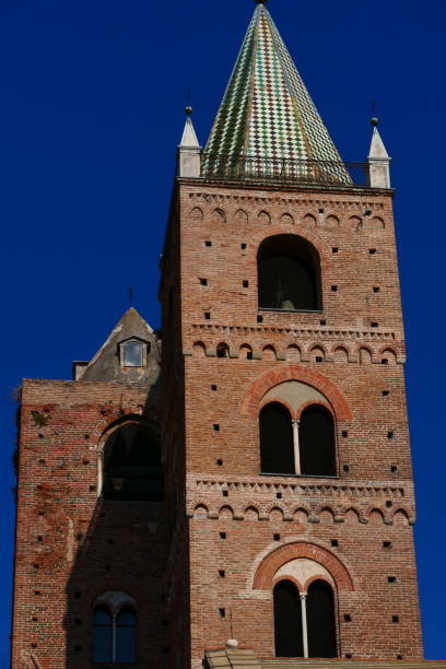 bell tower, albenga, liguria, italy - italy albenga liguria tower imagens e fotografias de stock