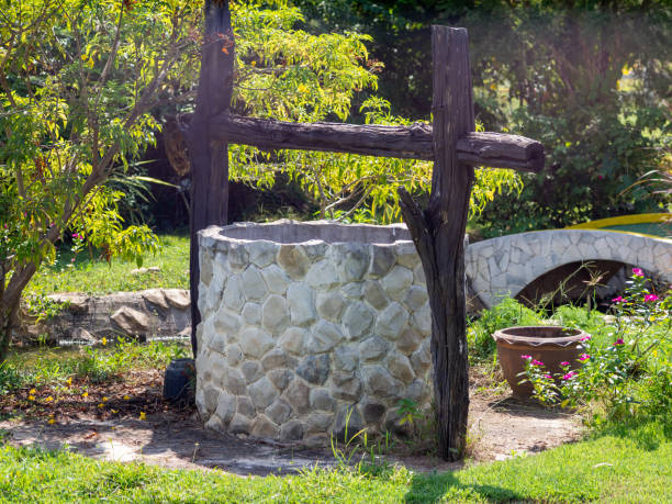 istock old well made of bricks and wooden  pole 1357850428