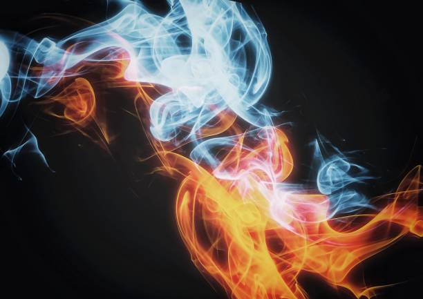 istock Abstract background with swirling fire and smoke 1357854840