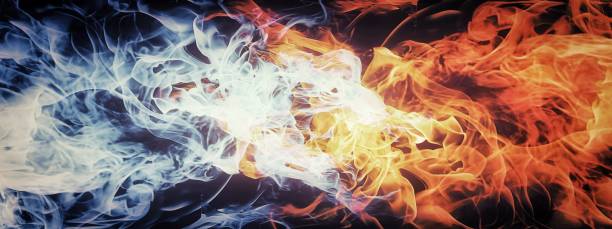 istock Abstract background with swirling fire and smoke 1357854846