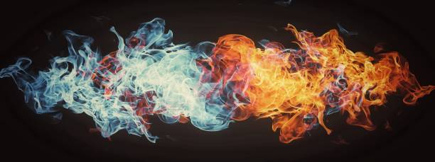 istock Abstract background with swirling fire and smoke 1357854851