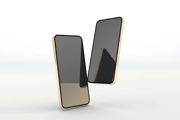 maqueta de smartphones modernos - two objects fotografías e imágenes de stock