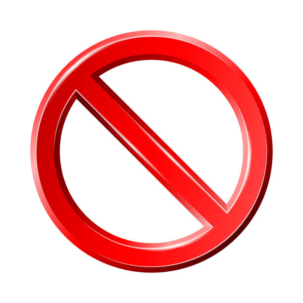istock Red shiny realistic Ban sign or Stop sign and badge prohibition or forbidden 1357855372