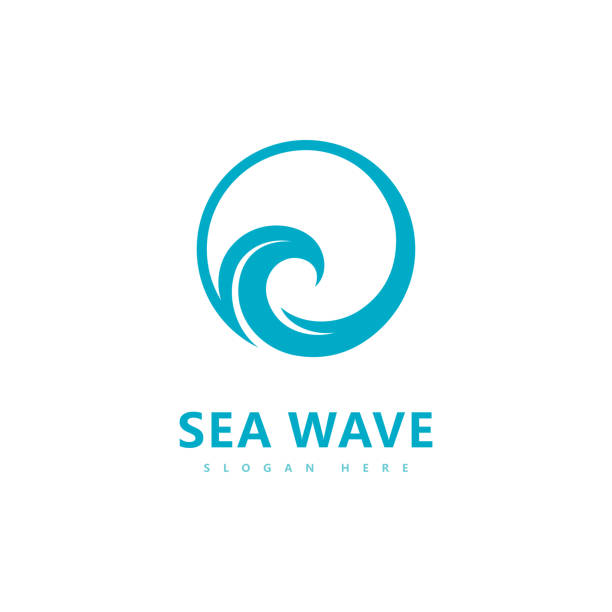 ilustraciones, imágenes clip art, dibujos animados e iconos de stock de logotipo de la ola símbolo de la onda de agua diseño de ilustración vectorial de la onda - olas rompientes