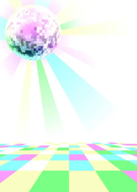 Vector illustration of Retro Disco Nightclub Mirror Ball Dance Floor