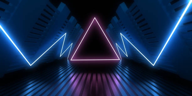 istock 3D abstract background with neon lights. neon tunnel  .space construction . .3d illustration 1357858996