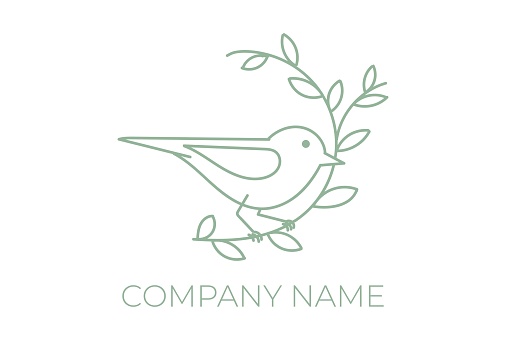 Simple Beauty Robin Canary Bird with Leaf Branch emblem Design Vector