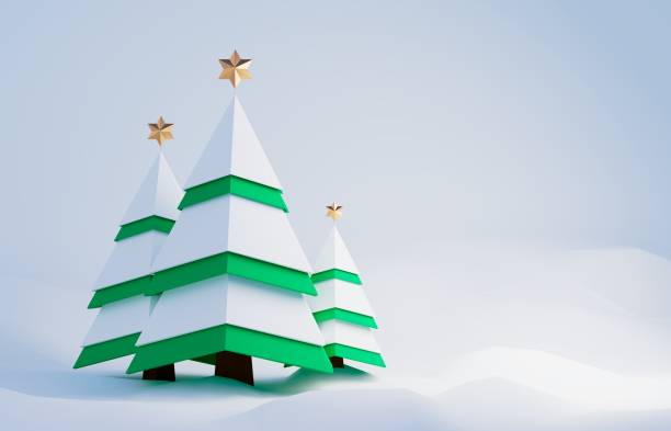 istock 3d cartoon christmas trees. 3d rendering 1357861767