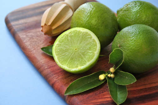 macro lime background,Citrus lemons in the fruit market