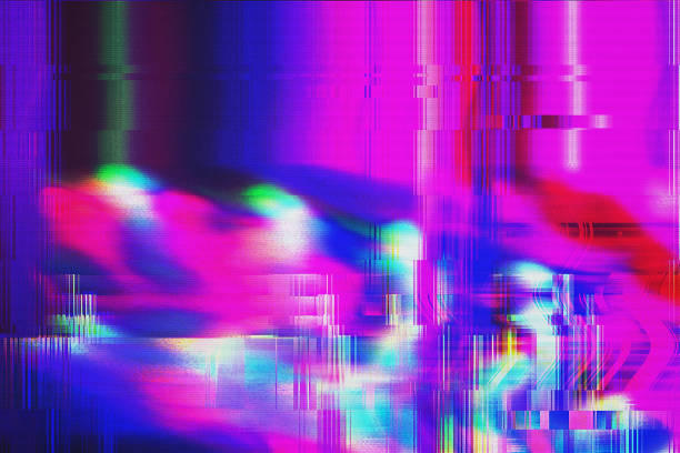 motion glitch z przeplotem wielokolorowe zniekształcone teksturowane futurystyczne tło - anaglyph stock illustrations