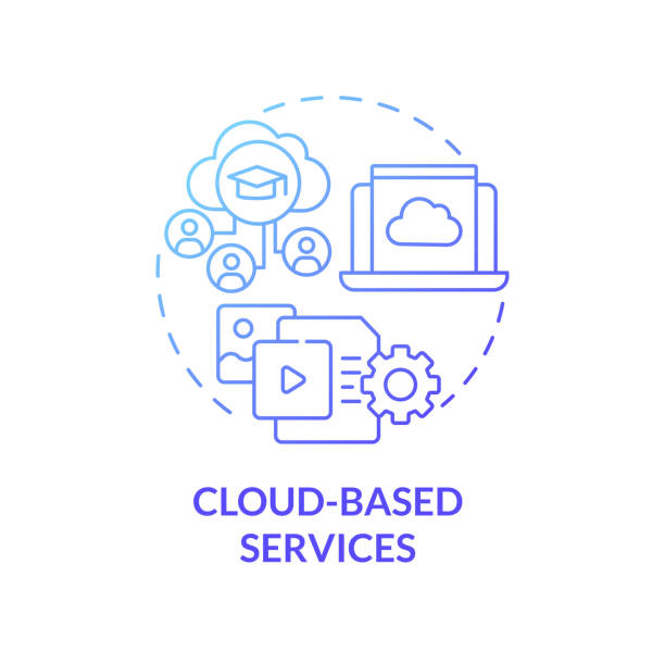 Cloud-based services blue gradient concept icon Cloud-based services blue gradient concept icon. Virtual data storage. Safe assessment to public information abstract idea thin line illustration. Vector isolated outline color drawing cloud complexity stock illustrations