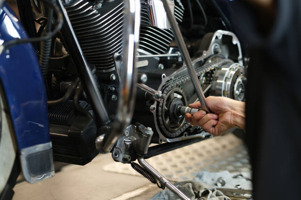 istock Dismantling a motorcycle engine in service center closeup 1357867493