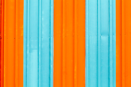 Striped colorful corrugated metal background. Full frame image suitable for background purposes. Galicia, Spain.