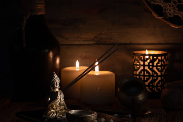 istock image with aromatic candles to meditate 1357867823