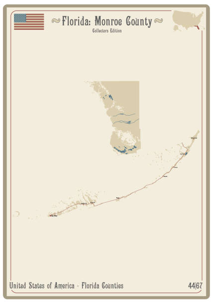 карта округа монро во флориде - florida cartography map florida keys stock illustrations