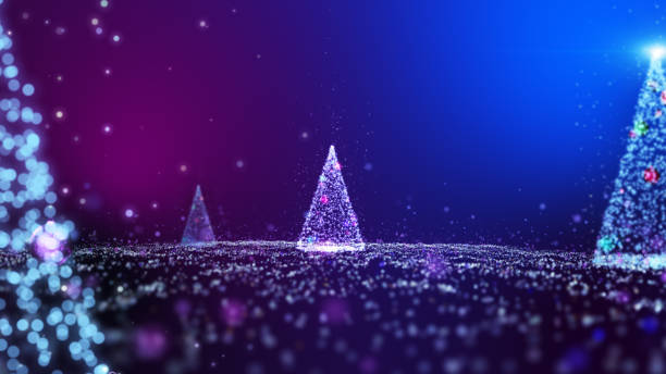 istock Glow pink purple blue particles glittering Christmas tree lights motion graphic background. 1357870618