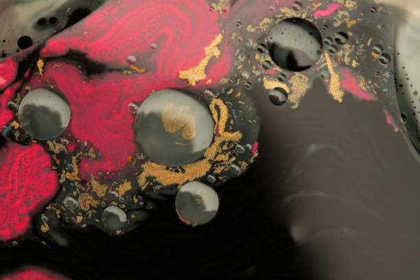 istock Macro Abstract circle bubble texture marble background. Acrylic color in water and oil. 1357870859