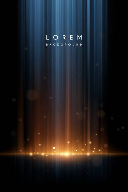 ilustrații de stoc cu efect abstract al razelor de lumină albastru și galben de fundal - lustruire