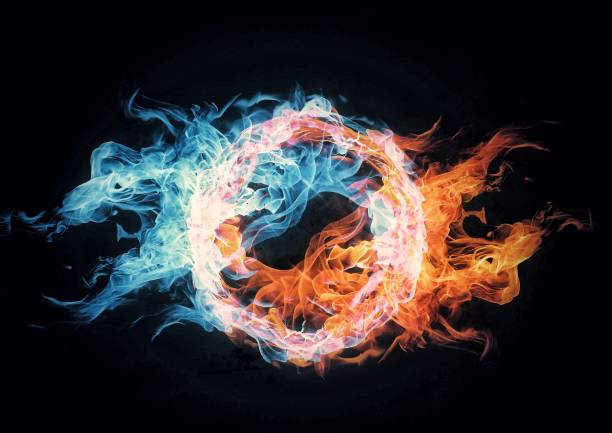 istock Abstract background with swirling fire and smoke 1357873479