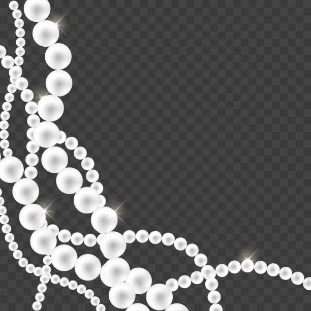 ilustrações, clipart, desenhos animados e ícones de pérolas de ostra brilhantes para acessórios de luxo. colar de pérolas vetoriais em fundo transparente. correntes de pérolas formando um ornamento - vector love jewelry pearl