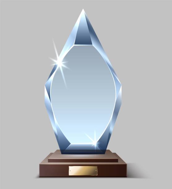 istock Shiny winner prize. Clear glass trophy. Blank realistic award 1357873910