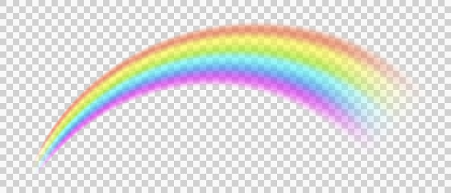 Rainbow icon isolated on transparent background. Different colours blurred curve stripes. Shiny colored rainbow emblem. Fantasy symbol of good luck after rain. Vector illustration EPS10