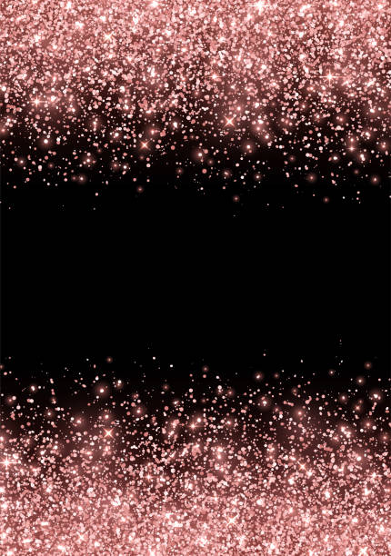 ilustrações de stock, clip art, desenhos animados e ícones de sparkling rose gold glitter on black background. vector - backgrounds pink luxury dark