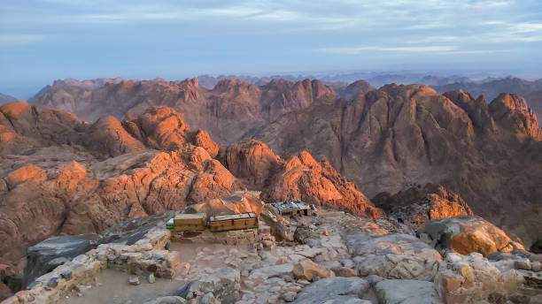 Egypt: sunrise in mountain Moses in Sinai Red mountain in Egypt, Moses mountain, Sinai. Beautiful sunrise mt sinai stock pictures, royalty-free photos & images