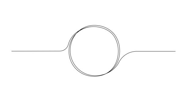 continuous one line drawing of black circle. round frame sketch outline on white background. doodle vector illustration - zen illüstrasyonlar stock illustrations