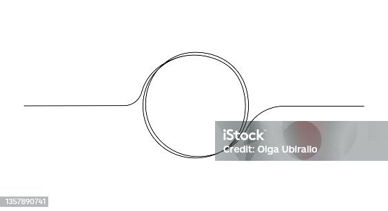 istock Continuous one line drawing of black circle. Round frame sketch outline on white background. Doodle vector illustration 1357890741