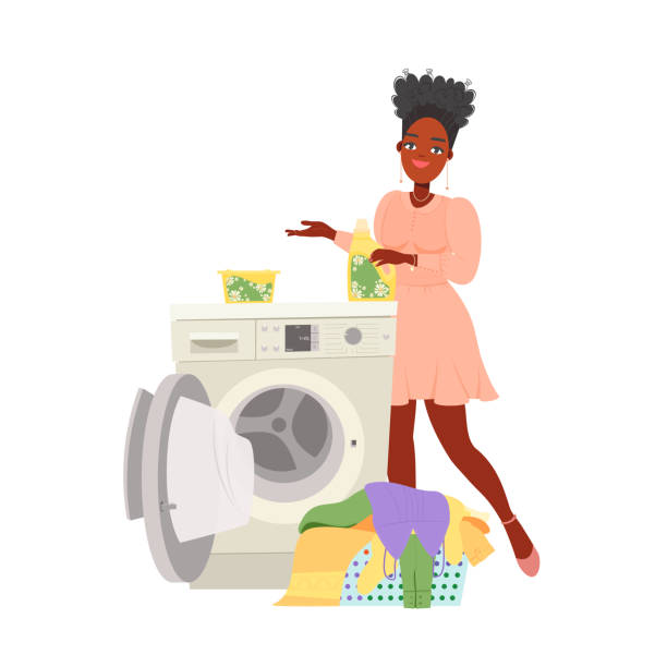 Black Woman Washing Machine Illustrations, Royalty-Free Vector Graphics ...