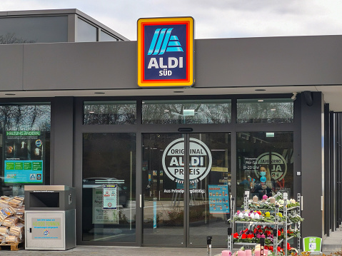Neuwied, Germany - November 14, 2021: entrance of the ALDI store