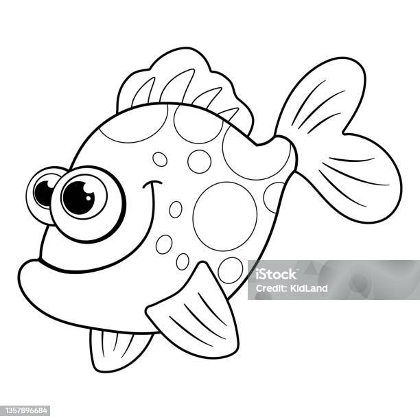 Poisson Incolore Poisson Océan De Dessin Animé Incolore Coloriages Page De Modèle Pour ...