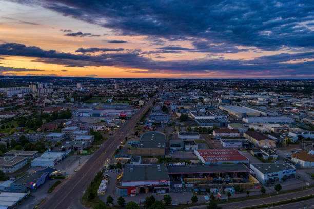 istock Dijon city townscape view under colorful nightfall summer sky 1357897663