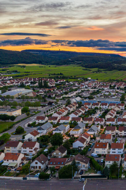 Aerial townscape view of beautiful Dijon city of France stock photo
