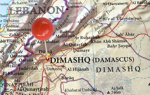 damaskus, syrien - syria map cartography damascus stock-fotos und bilder